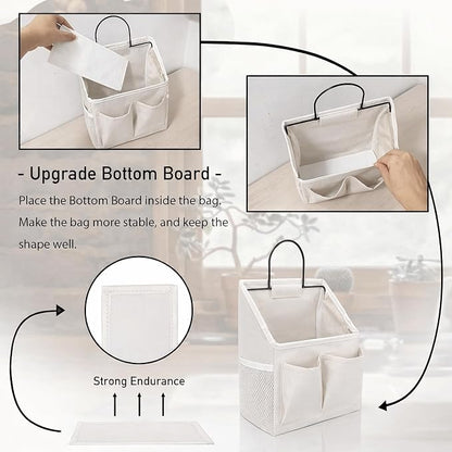Kanrichu 2pcs Wall Hanging Organizer Bag, Linen Fabric Door Hanging Storage - Image 3
