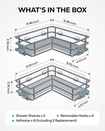 Nieifi Adhesive Corner Shower Caddy Shelf Basket Rack - Image 7