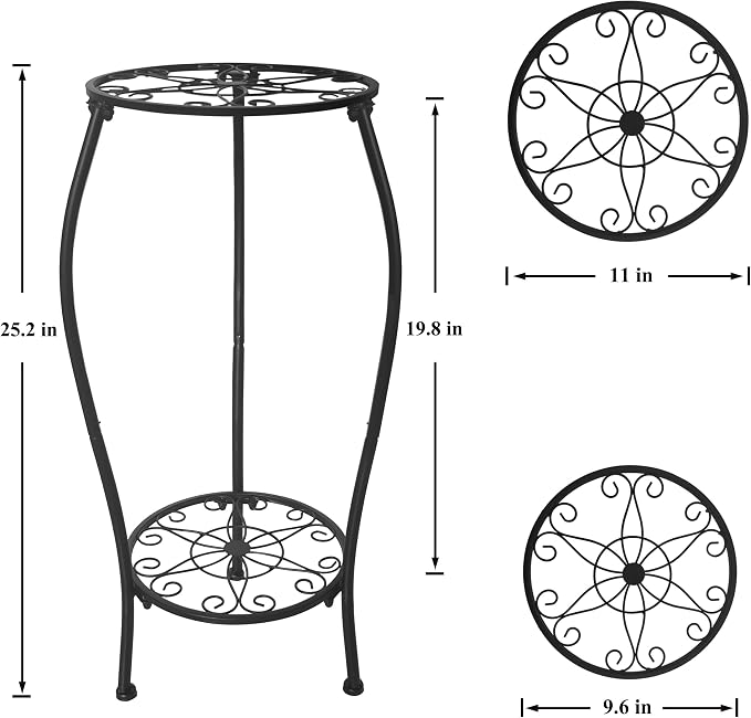 Metal Plant Stand 2 Tier Indoor Outdoor, Tall Flower Pot Shelf Rustproof Stable - Image 6