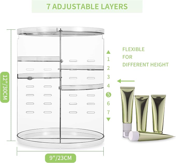 COYAHO 360 Rotating Makeup Organizer, Spinning Countertop, Cosmetic Holder Shelf - Image 4