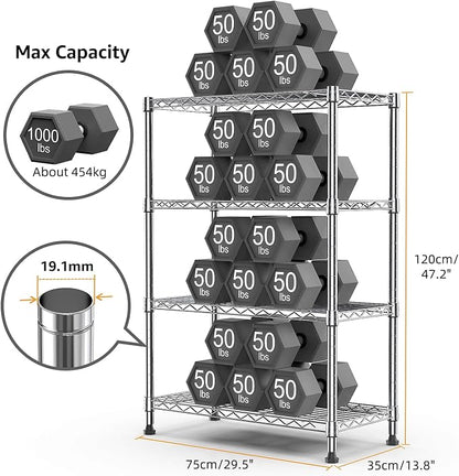 1000 lbs Storage Shelving Steel Heavy Duty 4-Tier Utility Shelving Unit Steel - Image 3