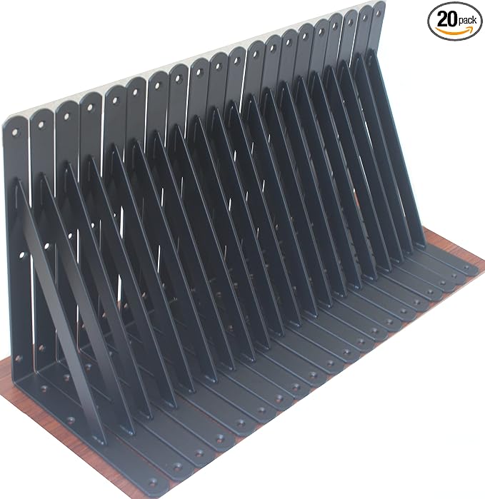 20 Pack L11 x H 8" Black Heavy Duty Shelf Brackets by MHMYDZ