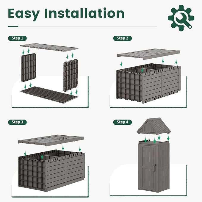 Bifanuo Deck Box Storage Shed Outdoor Storage Cabinet, Vertical Waterproof - Image 9