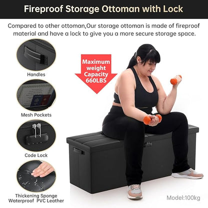 DocSafe Storage Ottoman Bench, Fireproof＆Waterproof Folding Bench - Image 6