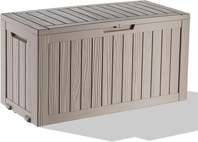 PatioZen 75 Gallon Large Deck Box, Resin Outdoor Storage Box by OutdoorLivingPerfected