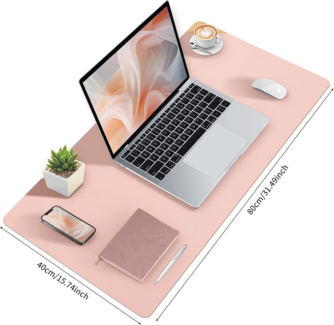 Bloss Pink Desk Mat, Waterproof Non-Slip Leather Desk Pad, Large Mouse Pad - Image 4
