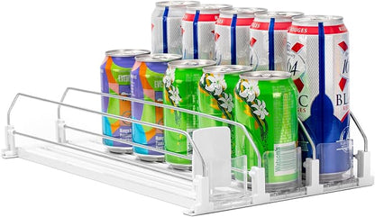 Rula Drink Organizer for Fridge, Width Adjustable Water Bottle Pusher Glide by Rula