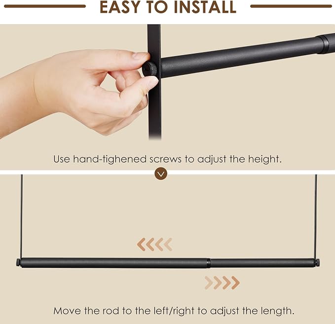 Hanging Closet Rod, Hanging Clothes Organizer, Adjustable, 2 Pack | Metal - Image 6