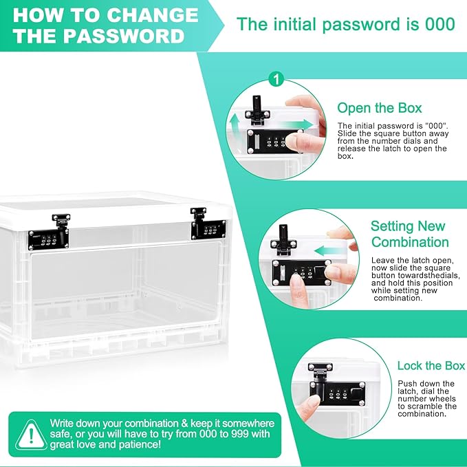 Large Medicine Lock Box with Dual 3-Digit Combination Locks, 24L Lockable - Image 6