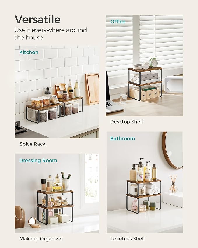 SONGMICS Cabinet Organizer Shelf, Kitchen Storage, Spice Rack, Expandable - Image 6