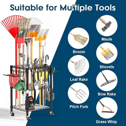 T1 Garden Tool Organizer（With Lockable Wheels）Heavy Duty Garage Tool Storage - Image 6