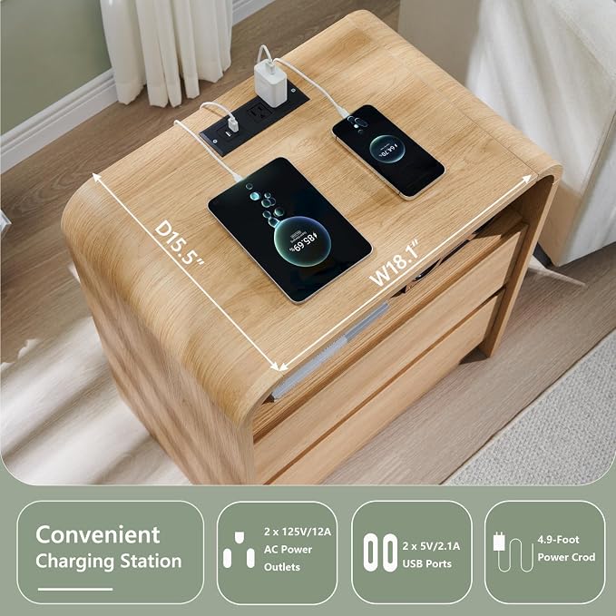 25" Tall Modern Nightstand - Image 3