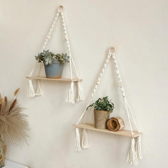 Artilady 2 Pack Wooden Wall Hanging Shelves - Image 6