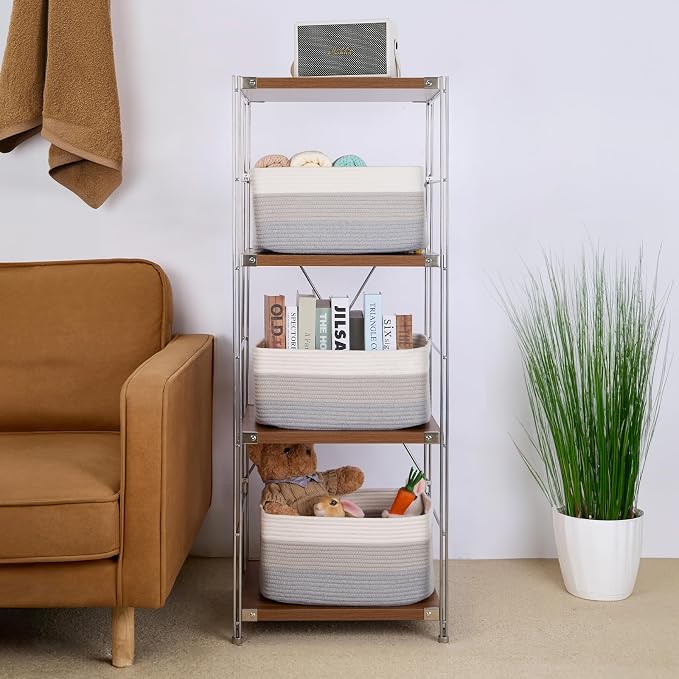 Large Storage Baskets for Organizing, Closet Shelf Baskets for Clothes Blanket - Image 4