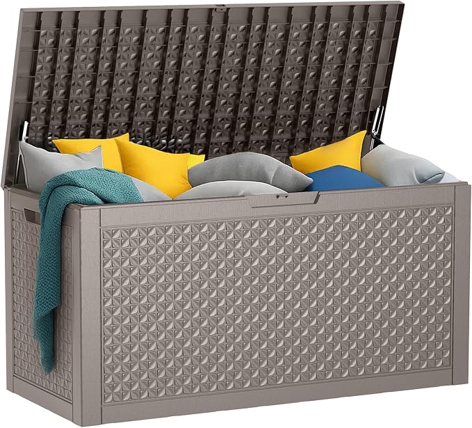 100 Gallon Resin Deck Box, Lockable Outdoor Storage Box by OutdoorLivingPerfected