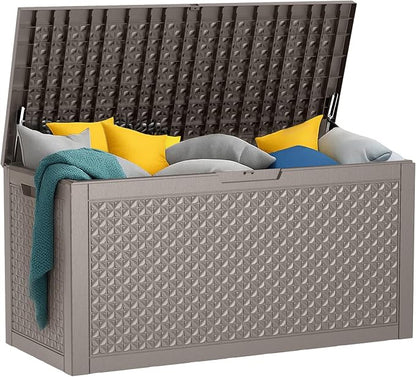 100 Gallon Resin Deck Box, Lockable Outdoor Storage Box by OutdoorLivingPerfected