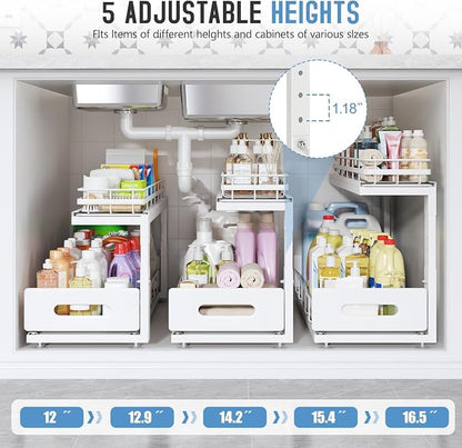 Under Sink Organizer Upgrade To Professional Rails, 2-Tier Dual Pull Out - Image 6