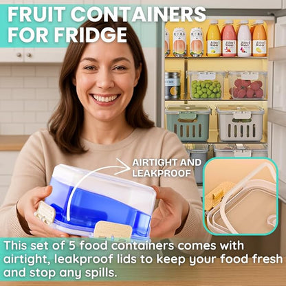 5-Pack Fruit Containers for Fridge Keep Fresh – Airtight Food Containers - Image 8