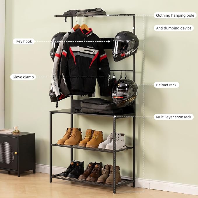 Motorcycle & Sports Helmet Rack & Gear Organizer – Fits 7 Helmets, Boots & - Image 4