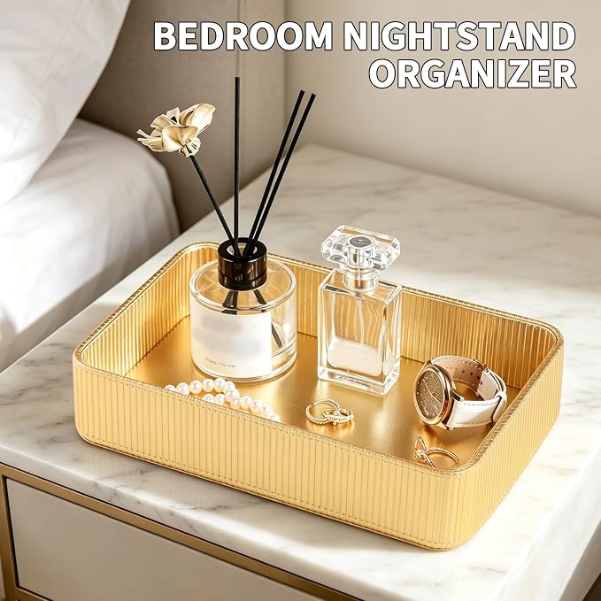 PU Leather Valet Tray Organizer, Modern Nightstand Organizer Bedside Desktop - Image 2