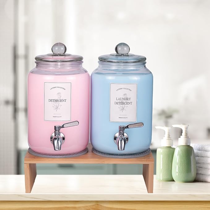 2 Pack Glass Laundry Detergent Dispenser, Sturdy glass Fabric Softener Dispenser - Image 4