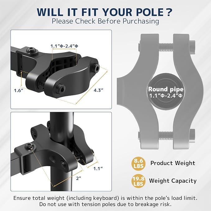 Pole Mount Keyboard Tray - Image 6