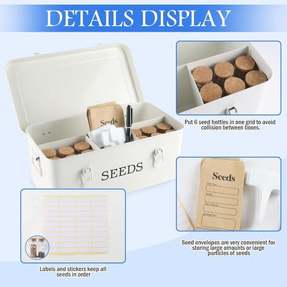 Seed Storage Box, Metal Seed Bin Seed Storage Organizer, 4 Dividers Seed - Image 6