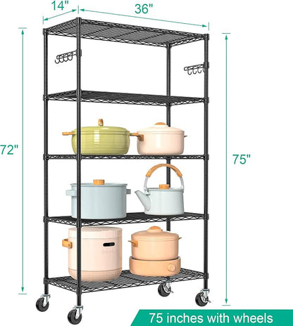 5 Tier Storage Shelves with Wheels - Image 3