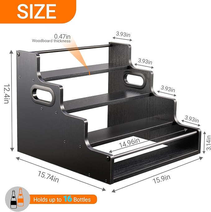 4-Tier Liquor Bottle Display Shelf, Coffee Syrup Rack Organizer, Water Bottle - Image 3