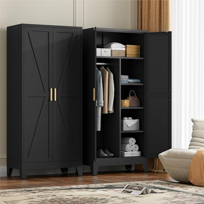 71" Tall Metal Wardrobe Closet - Image 6