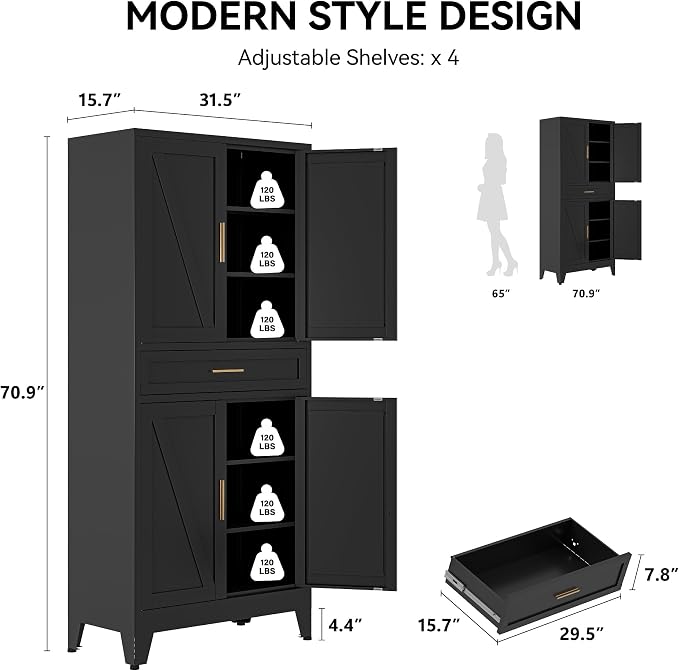 COFaR 71" Metal Pantry Cabinet - Image 2