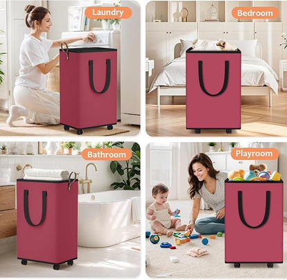 SpaceTrove Laundry Basket with Wheels, Collapsible Laundry Baskets, Laundry - Image 6