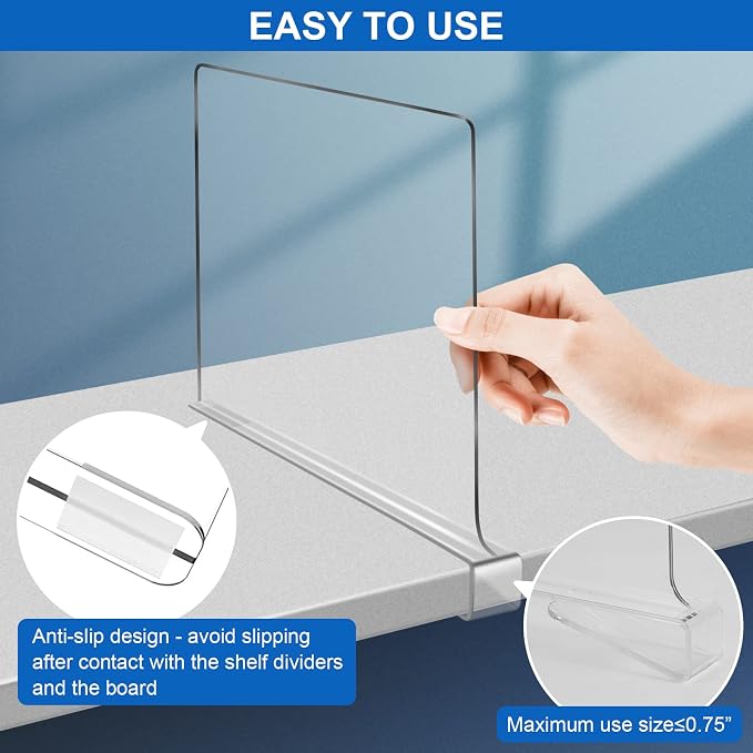 Acrylic Shelf Dividers for Closet Organization 6PCS Closet Shelf Divider Closet - Image 5