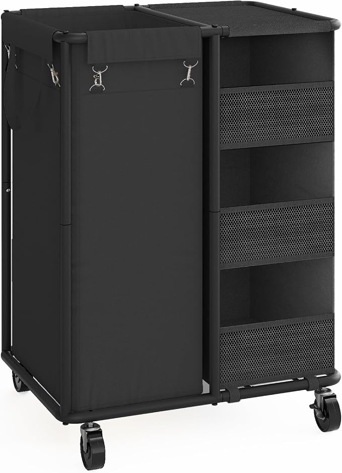 WOWLIVE Laundry Sorter with Wheels 100L Rolling Laundry Hamper with Hanging and by WOWLIVE