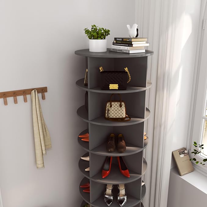 7-Tier Rotating Shoe Rack 360° Revolving Shoe Storage Organizer Free Standing - Image 8