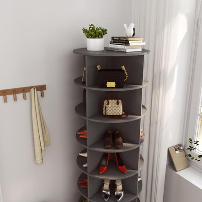 7-Tier Rotating Shoe Rack 360° Revolving Shoe Storage Organizer Free Standing - Image 8