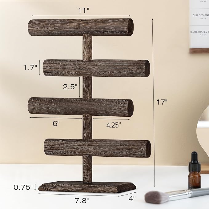 LadyRosian 4 Tier Wooden Display Jewelry Accessory Stand Jewelry Bracelet - Image 2