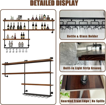 Solid Wood Wall Mounted Wine Rack, Large Wine Rack - Image 4