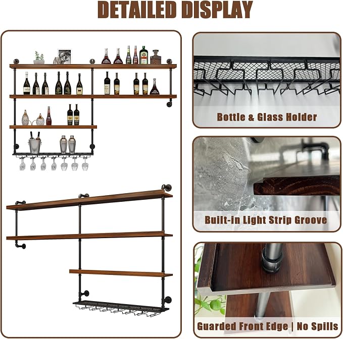 Solid Wood Wall Mounted Wine Rack, Large Wine Rack - Image 5