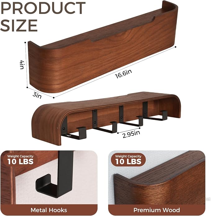 Wall Coat Rack Floating Shelves Modern Coat Rack Wall Mount - Image 2