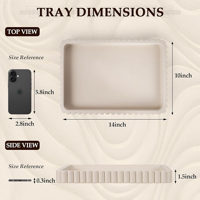 Concrete Decorative Tray for Coffee Table Decor, Rectangular Modern Decorative - Image 4