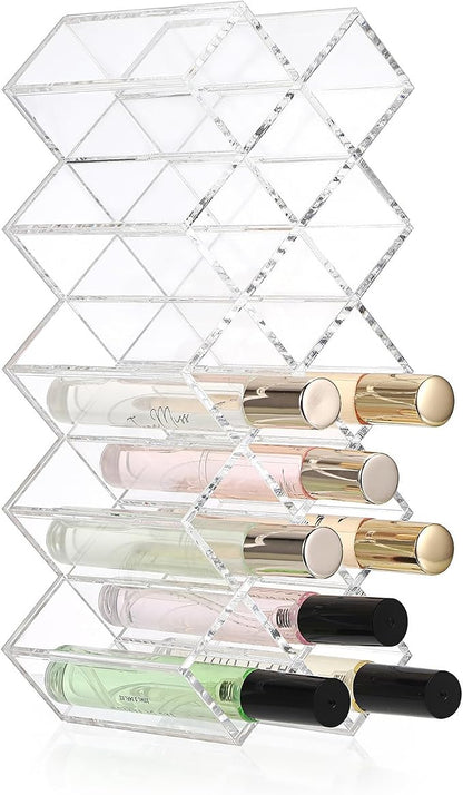 ELLDOO Rollerball Perfume Organizer, 14 Spaces Clear Acrylic Perfume Storage by ELLDOO