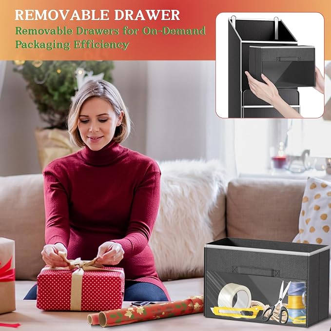 2-in-1 Wrapping Paper Organizer Storage, Over Door or Under Bed Organizer - Image 5