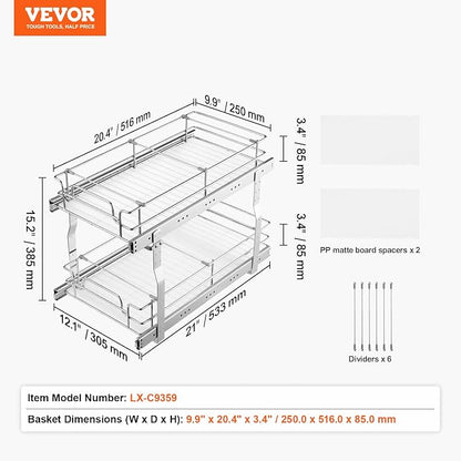 VEVOR Pull Out Cabinet Organizer, Chrome-Plated Steel Roll Out Drawers - Image 7