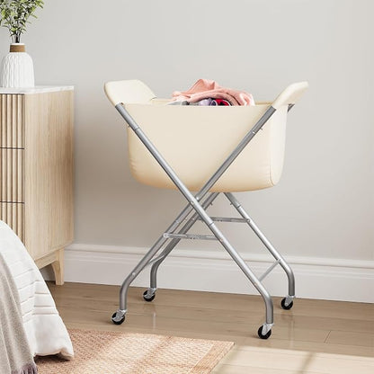 ELYKEN Laundry Cart with Wheels, 32”H Easy Rolling Laundry Hamper with - Image 8