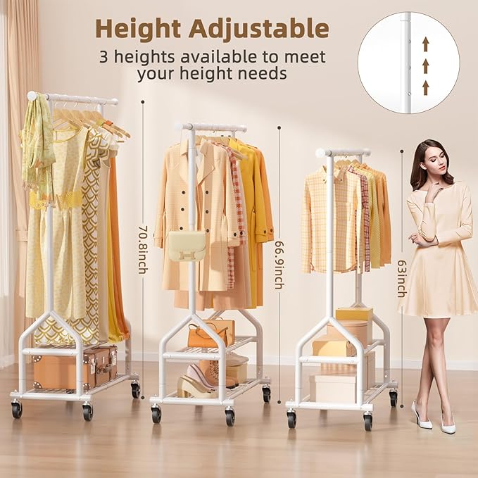 EAGMAK Heavy Duty Clothes Rack Load 556 LBS, Rolling Clothing Rack - Image 4