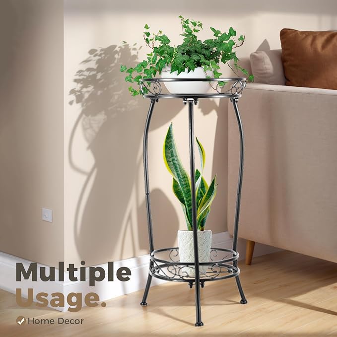 Kavlium Plant Stand Indoor Outdoor，Tall Black Metal Rustproof Stable Plant - Image 4