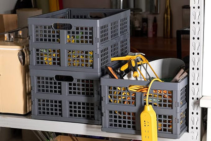 Eslite 34L Large Plastic Folding Storage Crates, Collapsible Crates - Image 7