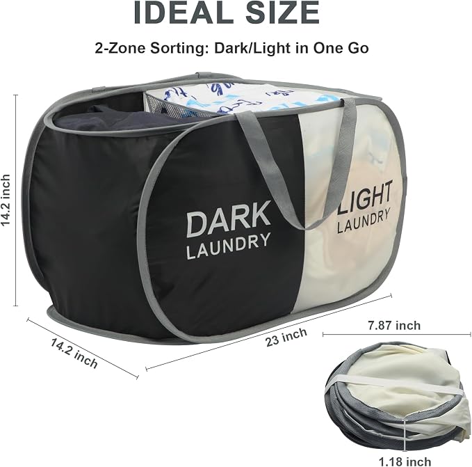 Seefoo Dual Compartment Laundry Hamper - Image 6