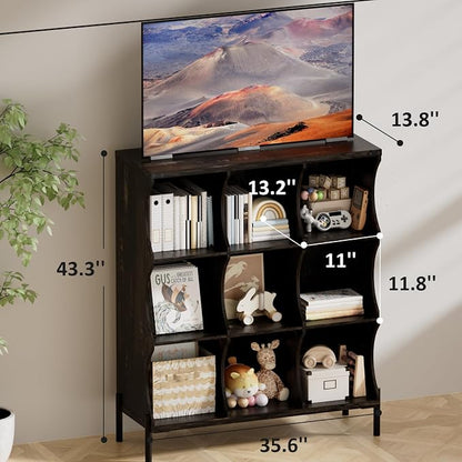 9 Cube Storage Shelf Organizer, Low Book Shelf Bookcase Entryway Table - Image 2